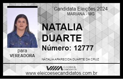 Candidato NATALIA DUARTE 2024 - MARIANA - Eleições