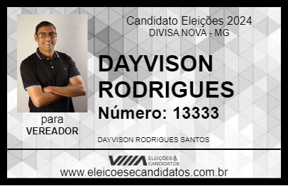 Candidato DAYVISON RODRIGUES 2024 - DIVISA NOVA - Eleições