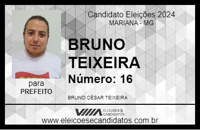 Candidato BRUNO TEIXEIRA 2024 - MARIANA - Eleições