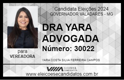 Candidato DRA YARA ADVOGADA 2024 - GOVERNADOR VALADARES - Eleições