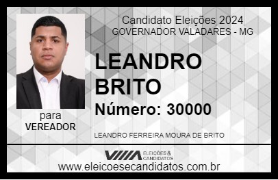 Candidato LEANDRO BRITO 2024 - GOVERNADOR VALADARES - Eleições