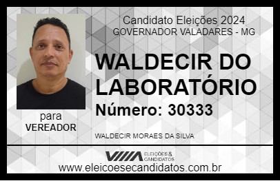 Candidato WALDECIR DO LABORATÓRIO 2024 - GOVERNADOR VALADARES - Eleições