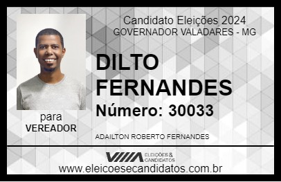 Candidato DILTO FERNANDES 2024 - GOVERNADOR VALADARES - Eleições