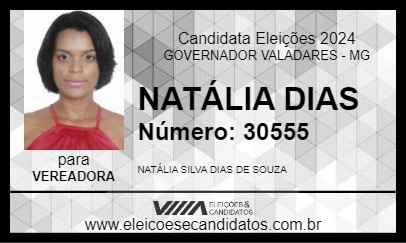 Candidato NATÁLIA DIAS 2024 - GOVERNADOR VALADARES - Eleições