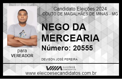 Candidato NEGO DA MERCEARIA 2024 - COUTO DE MAGALHÃES DE MINAS - Eleições