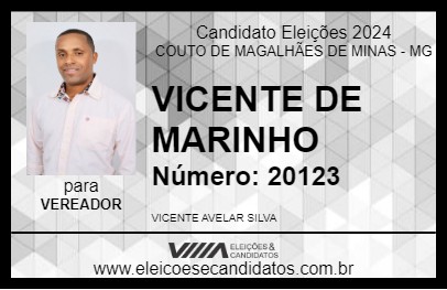 Candidato VICENTE DE MARINHO 2024 - COUTO DE MAGALHÃES DE MINAS - Eleições