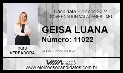 Candidato GEISA LUANA 2024 - GOVERNADOR VALADARES - Eleições