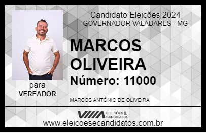 Candidato MARCOS OLIVEIRA 2024 - GOVERNADOR VALADARES - Eleições