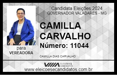 Candidato CAMILLA CARVALHO 2024 - GOVERNADOR VALADARES - Eleições