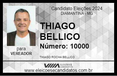 Candidato THIAGO BELLICO 2024 - DIAMANTINA - Eleições