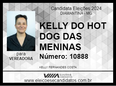 Candidato KELLY DO HOT DOG DAS MENINAS 2024 - DIAMANTINA - Eleições