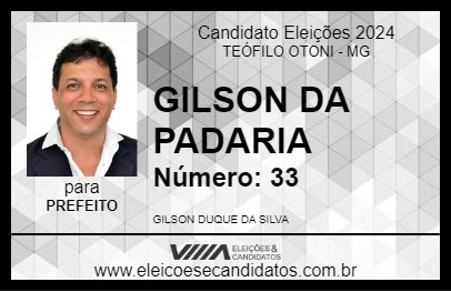 Candidato GILSON DA PADARIA 2024 - TEÓFILO OTONI - Eleições