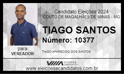 Candidato TIAGO SANTOS 2024 - COUTO DE MAGALHÃES DE MINAS - Eleições