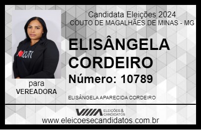 Candidato ELISÂNGELA CORDEIRO 2024 - COUTO DE MAGALHÃES DE MINAS - Eleições