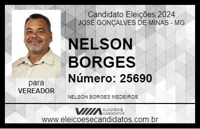 Candidato NELSON BORGES 2024 - JOSÉ GONÇALVES DE MINAS - Eleições