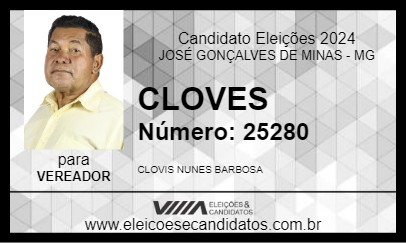 Candidato CLOVES 2024 - JOSÉ GONÇALVES DE MINAS - Eleições