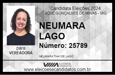 Candidato NEUMARA LAGO 2024 - JOSÉ GONÇALVES DE MINAS - Eleições