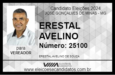 Candidato ERESTAL AVELINO 2024 - JOSÉ GONÇALVES DE MINAS - Eleições