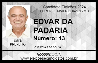 Candidato EDVAR DA PADARIA 2024 - CORONEL XAVIER CHAVES - Eleições