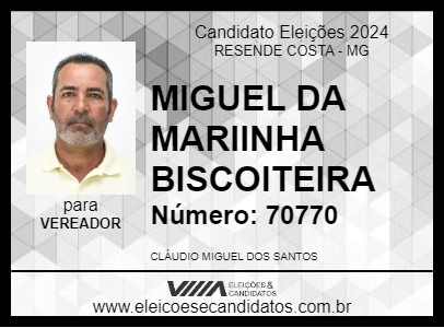 Candidato MIGUEL DA MARIINHA BISCOITEIRA 2024 - RESENDE COSTA - Eleições