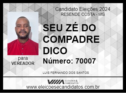 Candidato SEU ZÉ DO COMPADRE DICO 2024 - RESENDE COSTA - Eleições