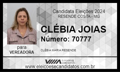 Candidato CLÉBIA JOIAS 2024 - RESENDE COSTA - Eleições