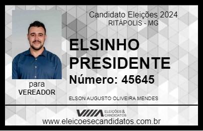 Candidato ELSINHO PRESIDENTE 2024 - RITÁPOLIS - Eleições