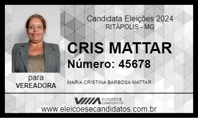 Candidato CRIS MATTAR 2024 - RITÁPOLIS - Eleições