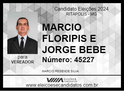 Candidato MARCIO FLORIPIS E JORGE BEBE 2024 - RITÁPOLIS - Eleições