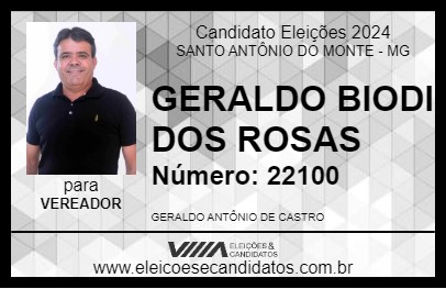 Candidato GERALDO BIODI DOS ROSAS 2024 - SANTO ANTÔNIO DO MONTE - Eleições