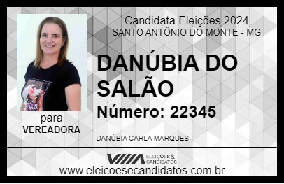 Candidato DANÚBIA DO SALÃO 2024 - SANTO ANTÔNIO DO MONTE - Eleições