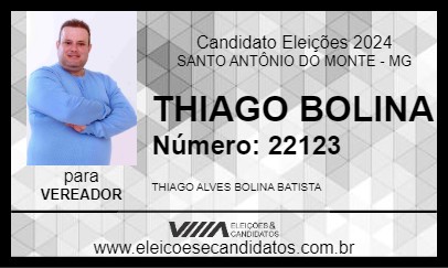 Candidato THIAGO BOLINA 2024 - SANTO ANTÔNIO DO MONTE - Eleições