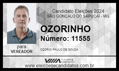 Candidato OZORINHO 2024 - SÃO GONÇALO DO SAPUCAÍ - Eleições