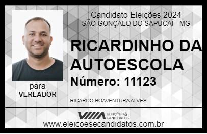 Candidato RICARDINHO DA AUTOESCOLA 2024 - SÃO GONÇALO DO SAPUCAÍ - Eleições