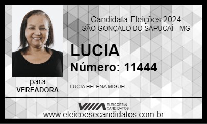 Candidato LUCIA 2024 - SÃO GONÇALO DO SAPUCAÍ - Eleições