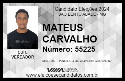 Candidato MATEUS CARVALHO 2024 - SÃO BENTO ABADE - Eleições