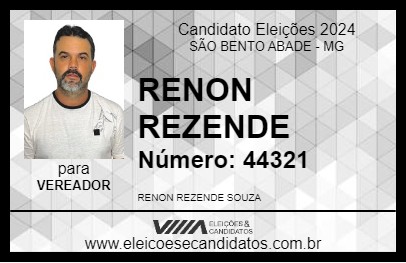 Candidato RENON REZENDE 2024 - SÃO BENTO ABADE - Eleições