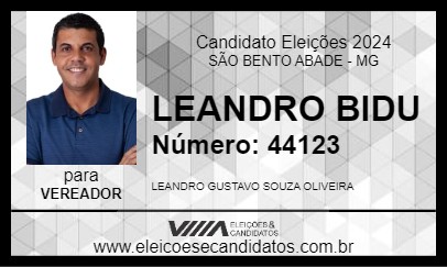 Candidato LEANDRO BIDU 2024 - SÃO BENTO ABADE - Eleições