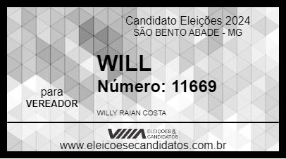 Candidato WILL 2024 - SÃO BENTO ABADE - Eleições