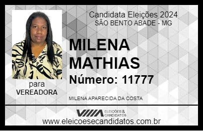 Candidato MILENA MATHIAS 2024 - SÃO BENTO ABADE - Eleições