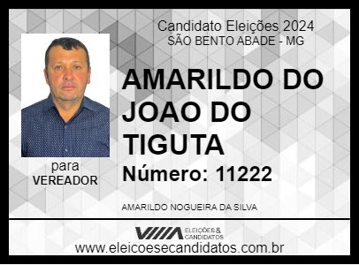 Candidato AMARILDO DO JOAO DO TIGUTA 2024 - SÃO BENTO ABADE - Eleições