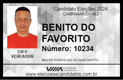 Candidato BENITO DO FAVORITO 2024 - CAMPANÁRIO - Eleições