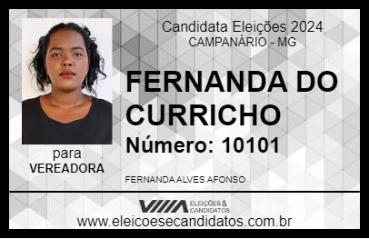 Candidato FERNANDA DOS CURRICHOS 2024 - CAMPANÁRIO - Eleições