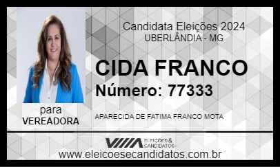 Candidato CIDA FRANCO 2024 - UBERLÂNDIA - Eleições