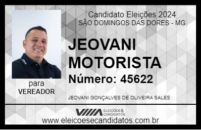 Candidato JEOVANI MOTORISTA 2024 - SÃO DOMINGOS DAS DORES - Eleições