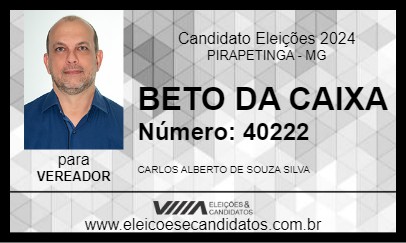 Candidato BETO DA CAIXA 2024 - PIRAPETINGA - Eleições