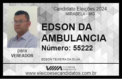 Candidato EDSON DA AMBULANCIA 2024 - MIRABELA - Eleições