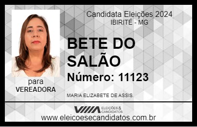 Candidato BETE DO SALÃO 2024 - IBIRITÉ - Eleições