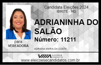 Candidato ADRIANINHA DO SALÃO 2024 - IBIRITÉ - Eleições