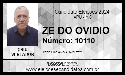 Candidato ZE DO OVIDIO 2024 - IAPU - Eleições